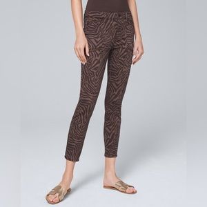 WHBM mid-rise (chocolate/zebra) skinny crop jeans NWT